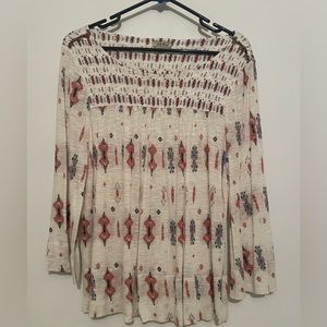 Lucky Brand - Top - size Medium Color - Cream w/ dusty rose & navy accents